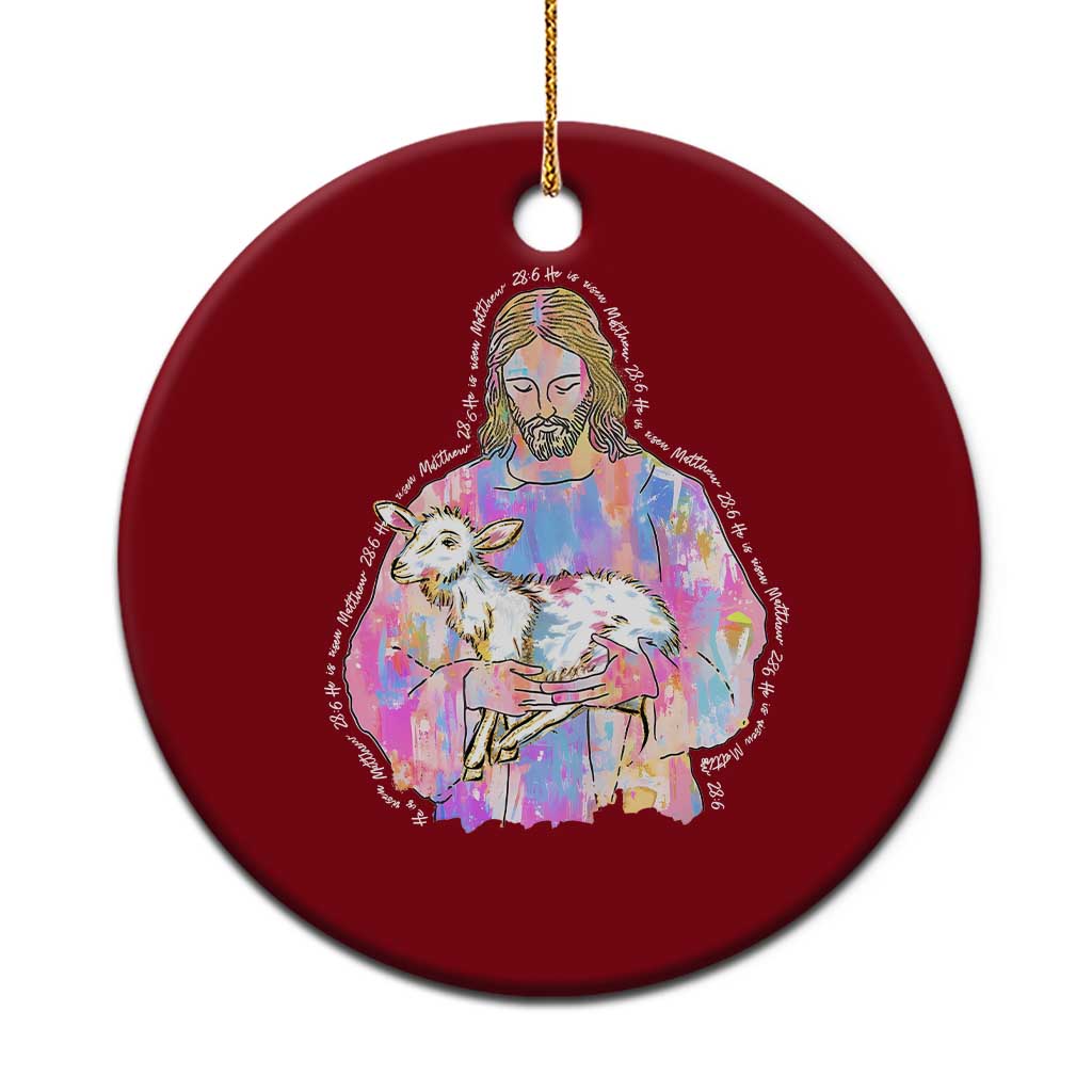 He Is Risen Ceramic Ornament Christian Religious Easter Day Bible Verse Sheep Glitter Print TS11 1pc Red Print Your Wear