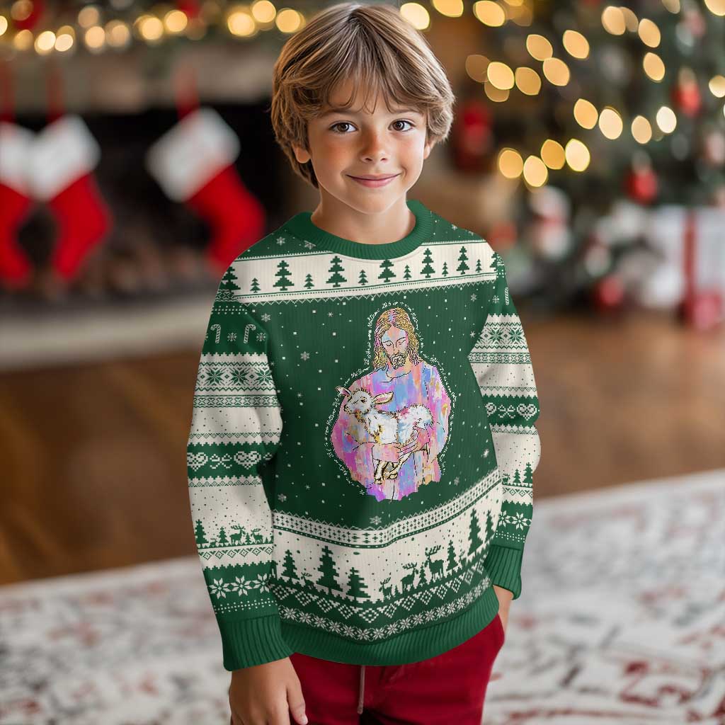 He Is Risen Ugly Christmas Sweater Christian Religious Easter Day Bible Verse Sheep Glitter Print TS11 Forest Green Beige Print Your Wear