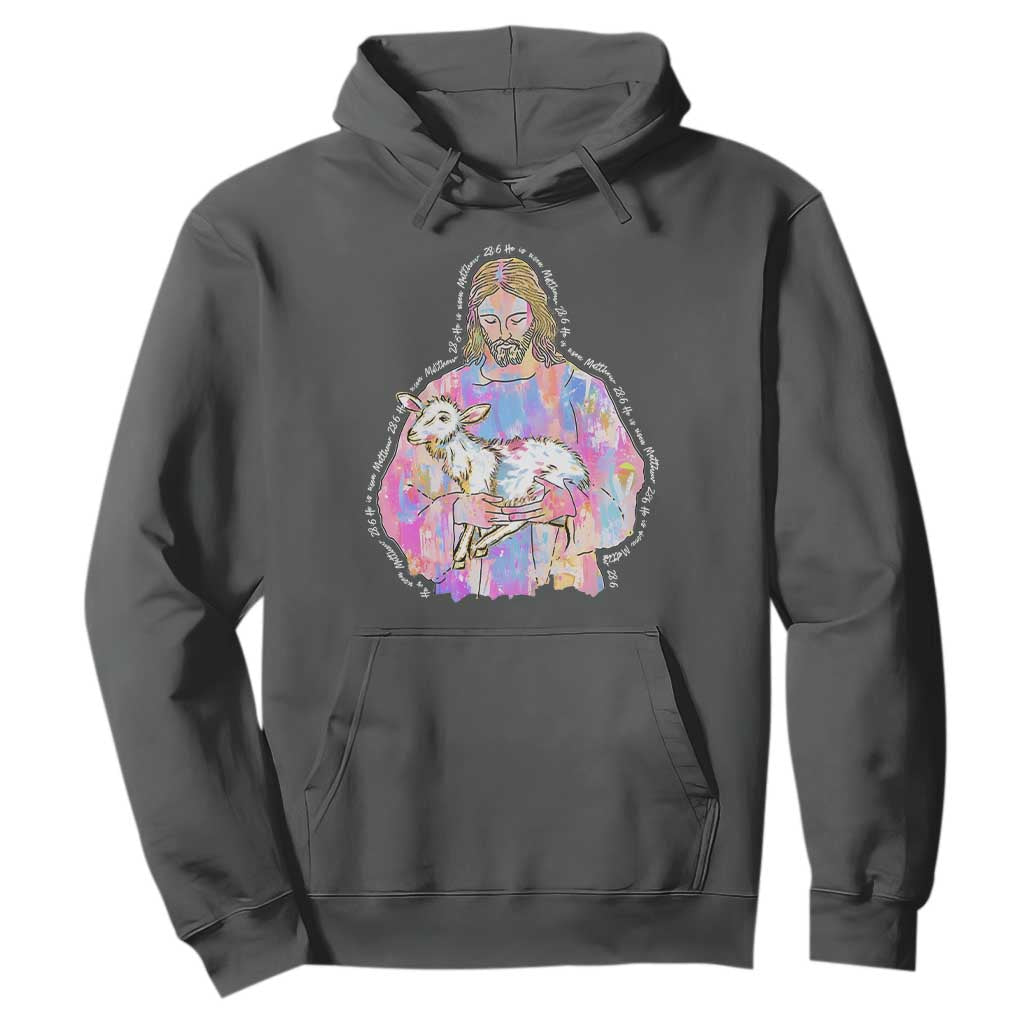 He Is Risen Hoodie Christian Religious Easter Day Bible Verse Sheep Glitter Print TS11 Dark Heather Print Your Wear