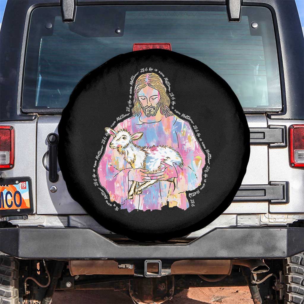 He Is Risen Spare Tire Cover Christian Religious Easter Day Bible Verse Sheep Glitter Print TS11 No hole Black Print Your Wear