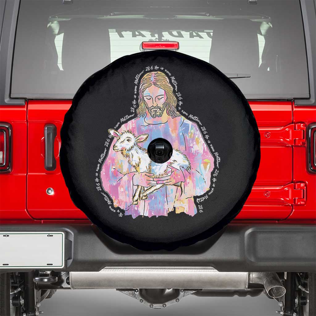 He Is Risen Spare Tire Cover Christian Religious Easter Day Bible Verse Sheep Glitter Print TS11 Black Print Your Wear