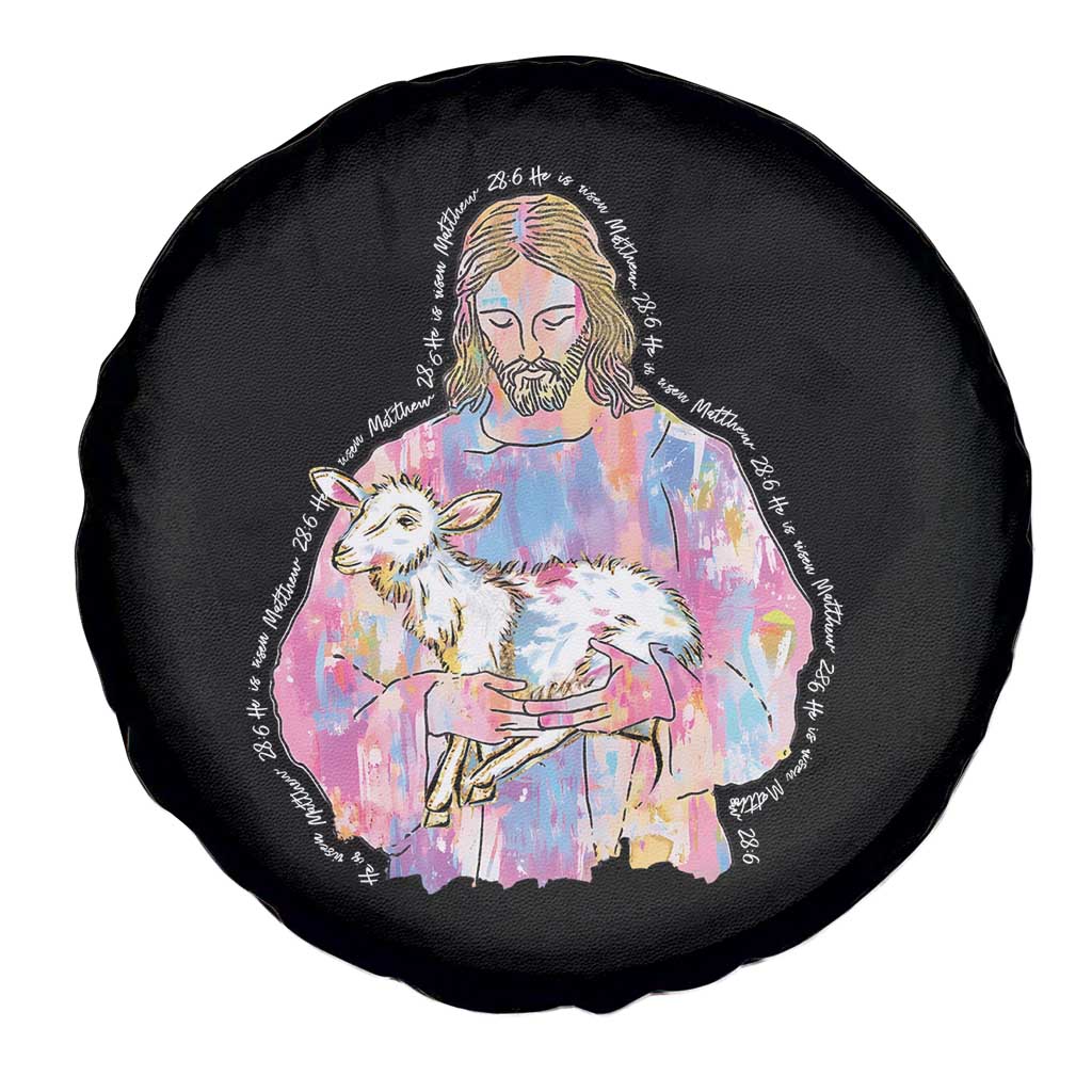 He Is Risen Spare Tire Cover Christian Religious Easter Day Bible Verse Sheep Glitter Print TS11 Print Your Wear
