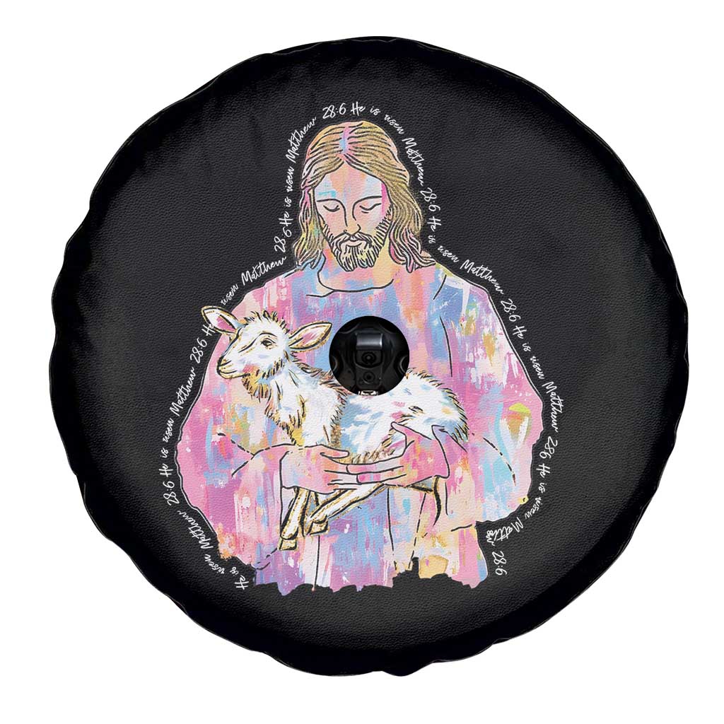 He Is Risen Spare Tire Cover Christian Religious Easter Day Bible Verse Sheep Glitter Print TS11 Print Your Wear