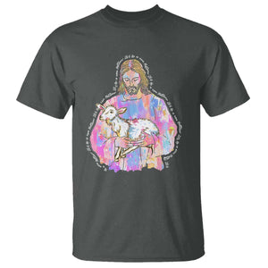 He Is Risen T Shirt Christian Religious Easter Day Bible Verse Sheep Glitter Print TS11 Dark Heather Print Your Wear