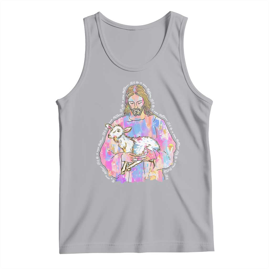 He Is Risen Tank Top Christian Religious Easter Day Bible Verse Sheep Glitter Print TS11 Athletic Heather Print Your Wear