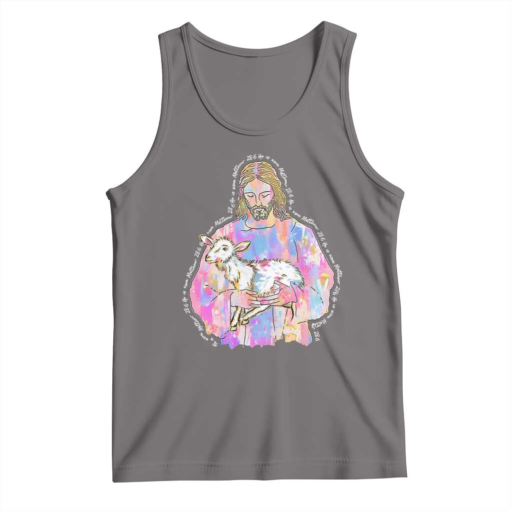 He Is Risen Tank Top Christian Religious Easter Day Bible Verse Sheep Glitter Print TS11 Deep Heather Print Your Wear