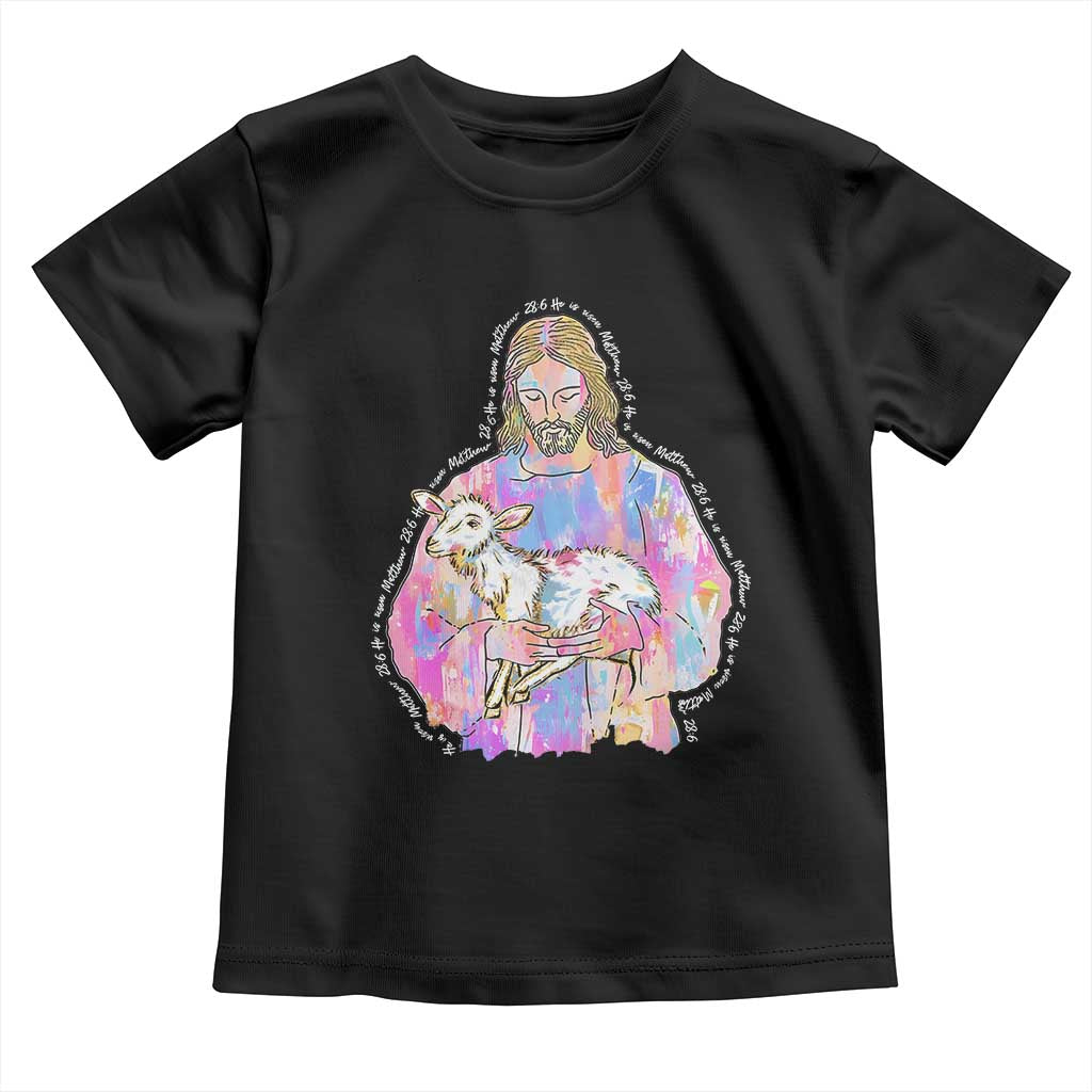 He Is Risen Toddler T Shirt Christian Religious Easter Day Bible Verse Sheep Glitter Print TS11 Black Print Your Wear