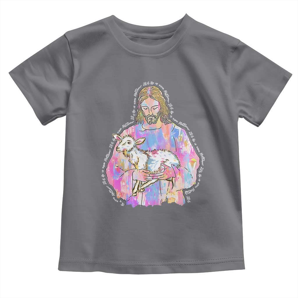 He Is Risen Toddler T Shirt Christian Religious Easter Day Bible Verse Sheep Glitter Print TS11 Charcoal Print Your Wear