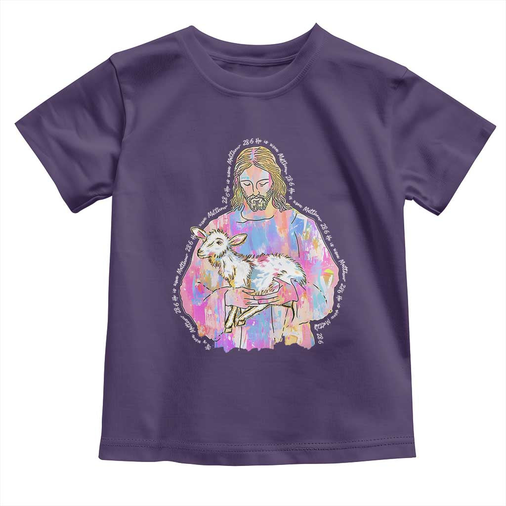 He Is Risen Toddler T Shirt Christian Religious Easter Day Bible Verse Sheep Glitter Print TS11 Purple Print Your Wear