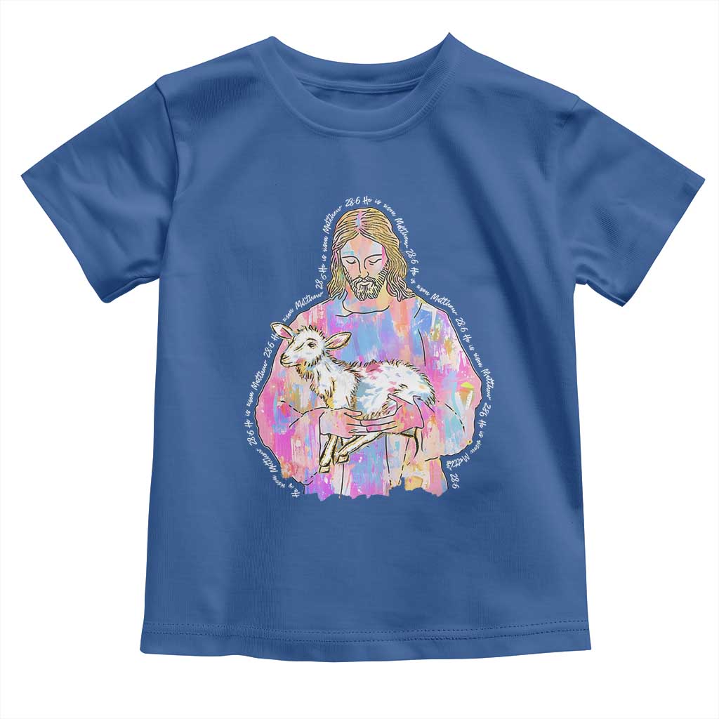 He Is Risen Toddler T Shirt Christian Religious Easter Day Bible Verse Sheep Glitter Print TS11 Royal Blue Print Your Wear
