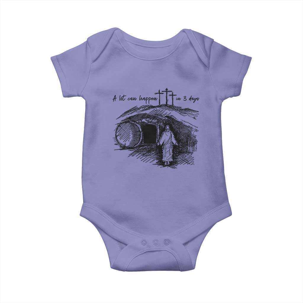A Lot Can Happen In 3 Days Baby Onesie Easter Day Good Friday Religious Christian TS11 Violet Print Your Wear