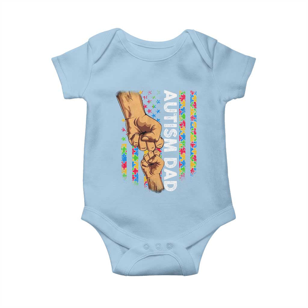 Autism Dad Awareness American Flag Fist Bump Baby Onesie TS11 Light Blue Print Your Wear