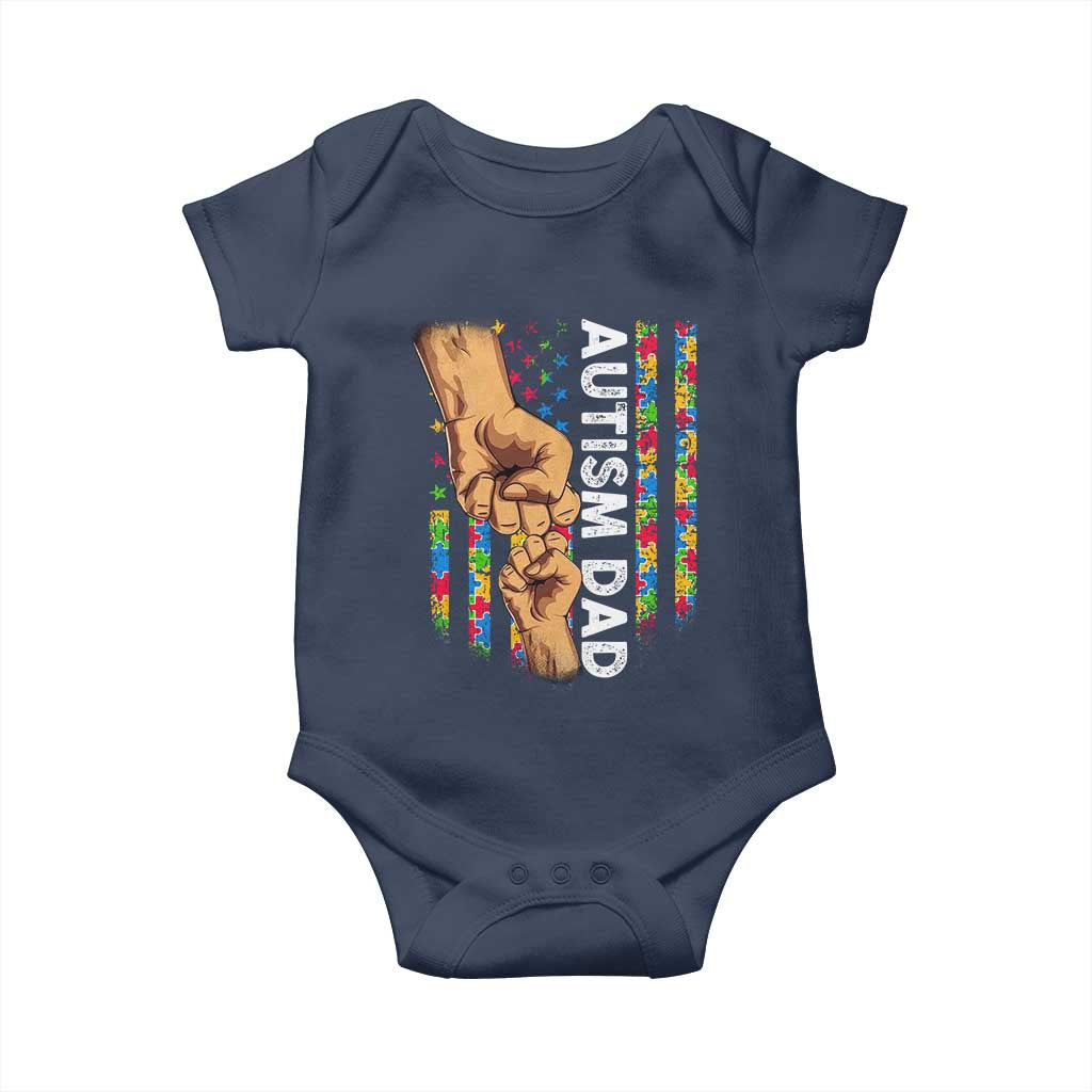 Autism Dad Awareness American Flag Fist Bump Baby Onesie TS11 Navy Print Your Wear