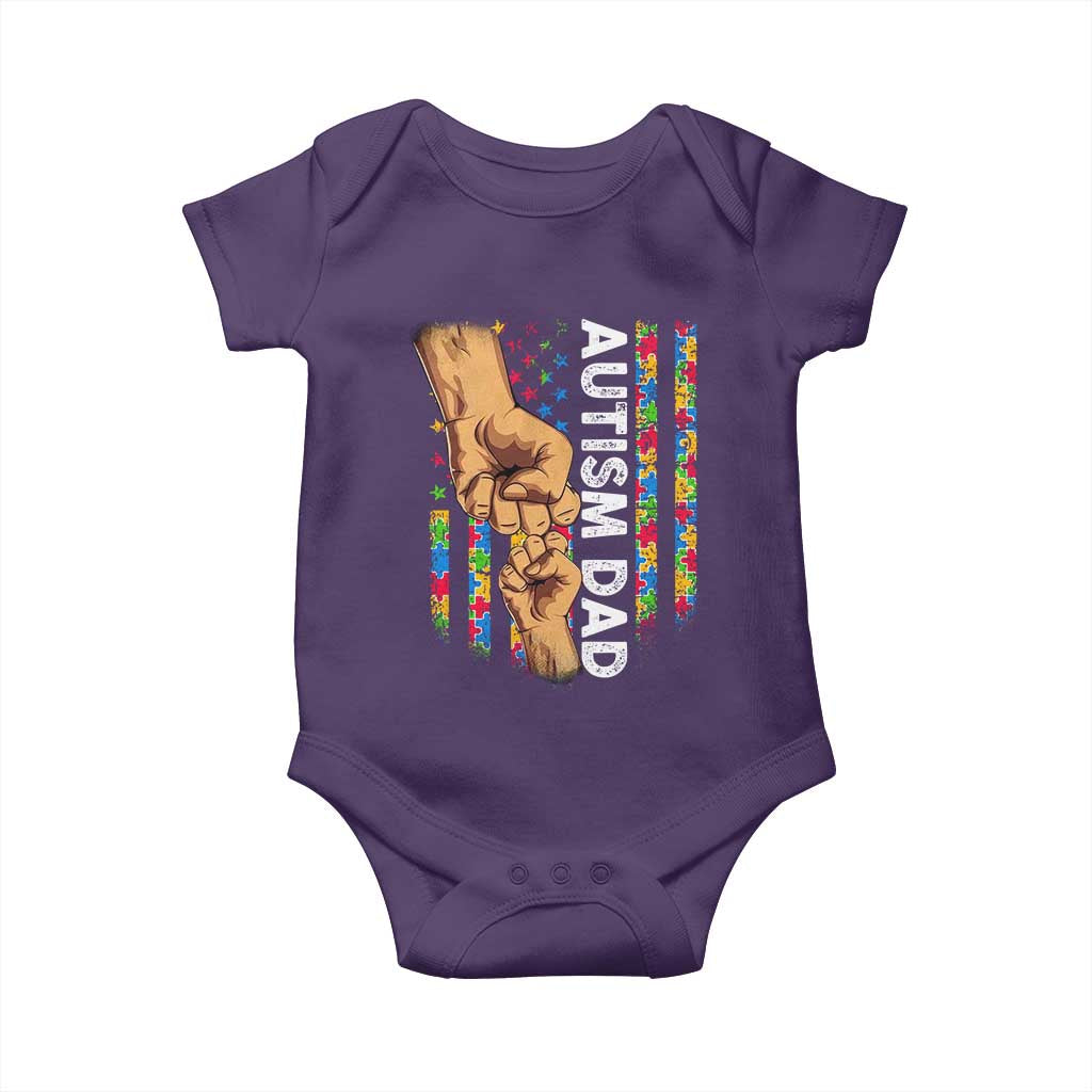 Autism Dad Awareness American Flag Fist Bump Baby Onesie TS11 Purple Print Your Wear