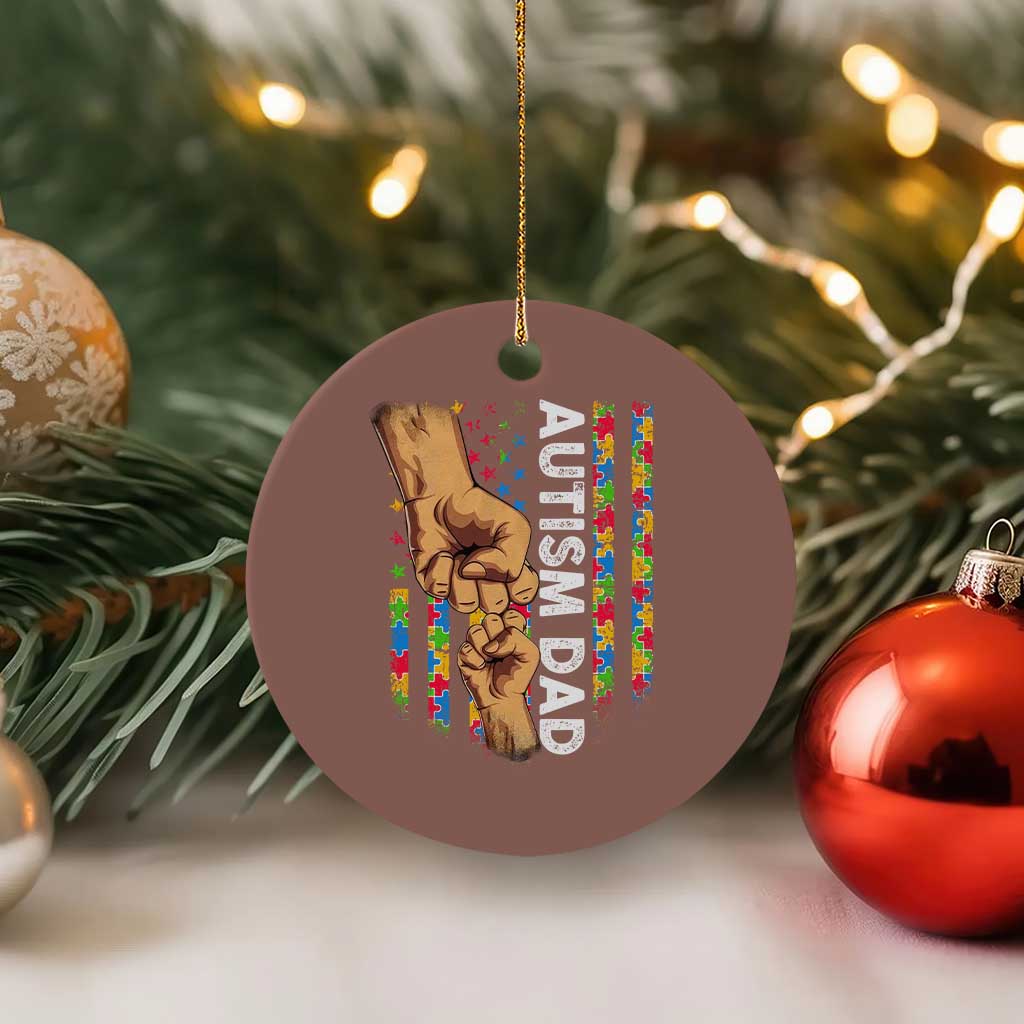 Autism Dad Awareness American Flag Fist Bump Ceramic Ornament TS11 1pc Mocha Print Your Wear
