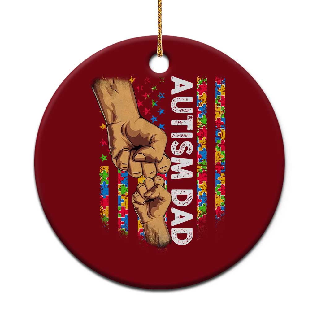 Autism Dad Awareness American Flag Fist Bump Ceramic Ornament TS11 1pc Red Print Your Wear
