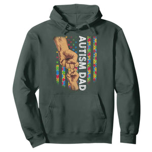 Autism Dad Awareness American Flag Fist Bump Hoodie TS11 Dark Forest Green Print Your Wear