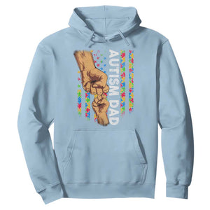 Autism Dad Awareness American Flag Fist Bump Hoodie TS11 Light Blue Print Your Wear