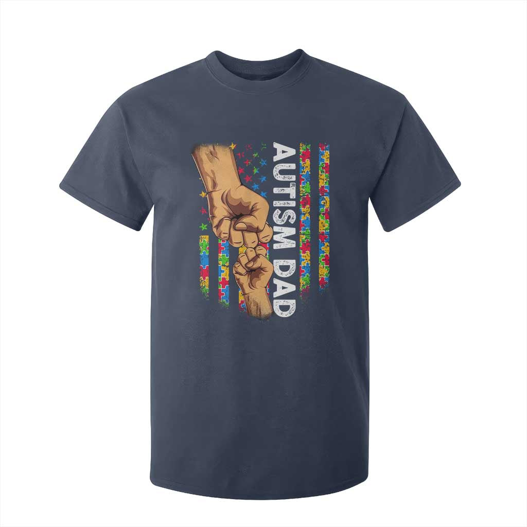 Autism Dad Awareness American Flag Fist Bump T Shirt For Kid TS11 Navy Print Your Wear