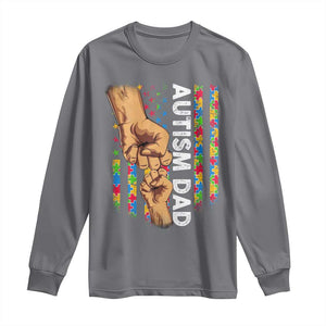 Autism Dad Awareness American Flag Fist Bump Long Sleeve Shirt TS11 Charcoal Print Your Wear