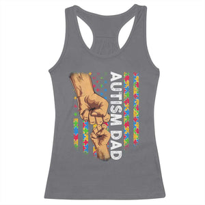 Autism Dad Awareness American Flag Fist Bump Racerback Tank Top TS11 Charcoal Print Your Wear