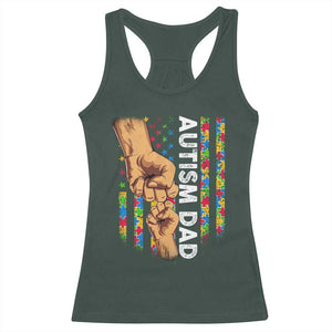 Autism Dad Awareness American Flag Fist Bump Racerback Tank Top TS11 Dark Forest Green Print Your Wear