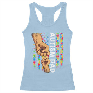 Autism Dad Awareness American Flag Fist Bump Racerback Tank Top TS11 Light Blue Print Your Wear