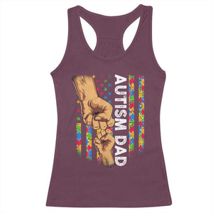 Autism Dad Awareness American Flag Fist Bump Racerback Tank Top TS11 Maroon Print Your Wear