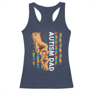 Autism Dad Awareness American Flag Fist Bump Racerback Tank Top TS11 Navy Print Your Wear