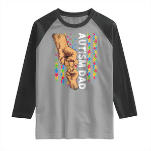 Autism Dad Awareness American Flag Fist Bump Raglan Shirt TS11 Sport Gray Black Print Your Wear