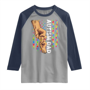 Autism Dad Awareness American Flag Fist Bump Raglan Shirt TS11 Sport Gray Navy Print Your Wear
