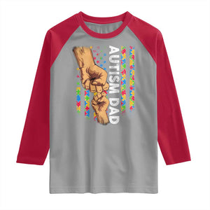 Autism Dad Awareness American Flag Fist Bump Raglan Shirt TS11 Sport Gray Red Print Your Wear