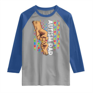 Autism Dad Awareness American Flag Fist Bump Raglan Shirt TS11 Sport Gray Royal Print Your Wear
