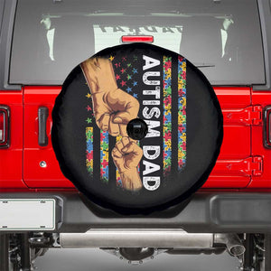 Autism Dad Awareness American Flag Fist Bump Spare Tire Cover TS11 Black Print Your Wear