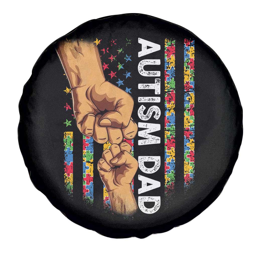 Autism Dad Awareness American Flag Fist Bump Spare Tire Cover TS11 Print Your Wear