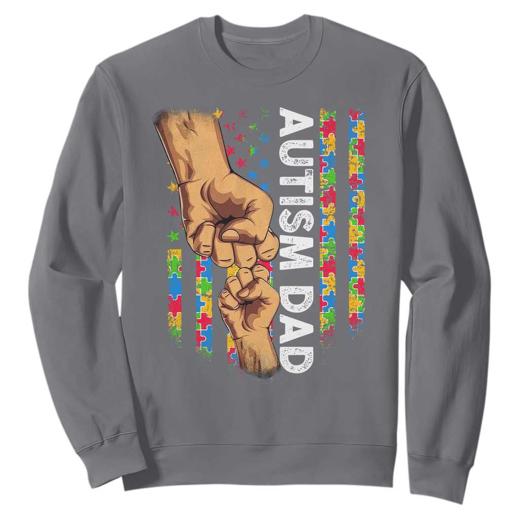 Autism Dad Awareness American Flag Fist Bump Sweatshirt TS11 Charcoal Print Your Wear
