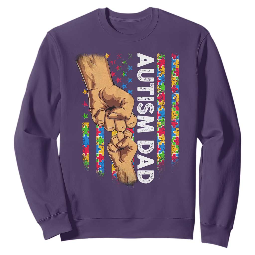 Autism Dad Awareness American Flag Fist Bump Sweatshirt TS11 Purple Print Your Wear