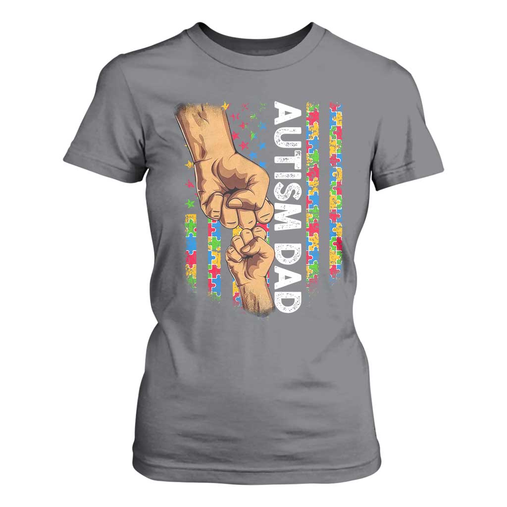 Autism Dad Awareness American Flag Fist Bump T Shirt For Women TS11 Charcoal Print Your Wear
