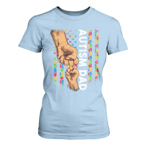 Autism Dad Awareness American Flag Fist Bump T Shirt For Women TS11 Light Blue Print Your Wear