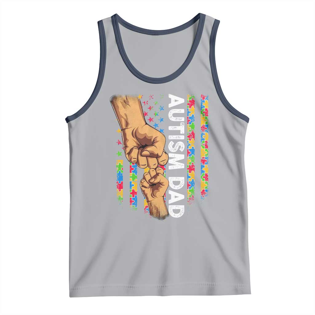 Autism Dad Awareness American Flag Fist Bump Tank Top TS11 Athletic Heather Navy Print Your Wear