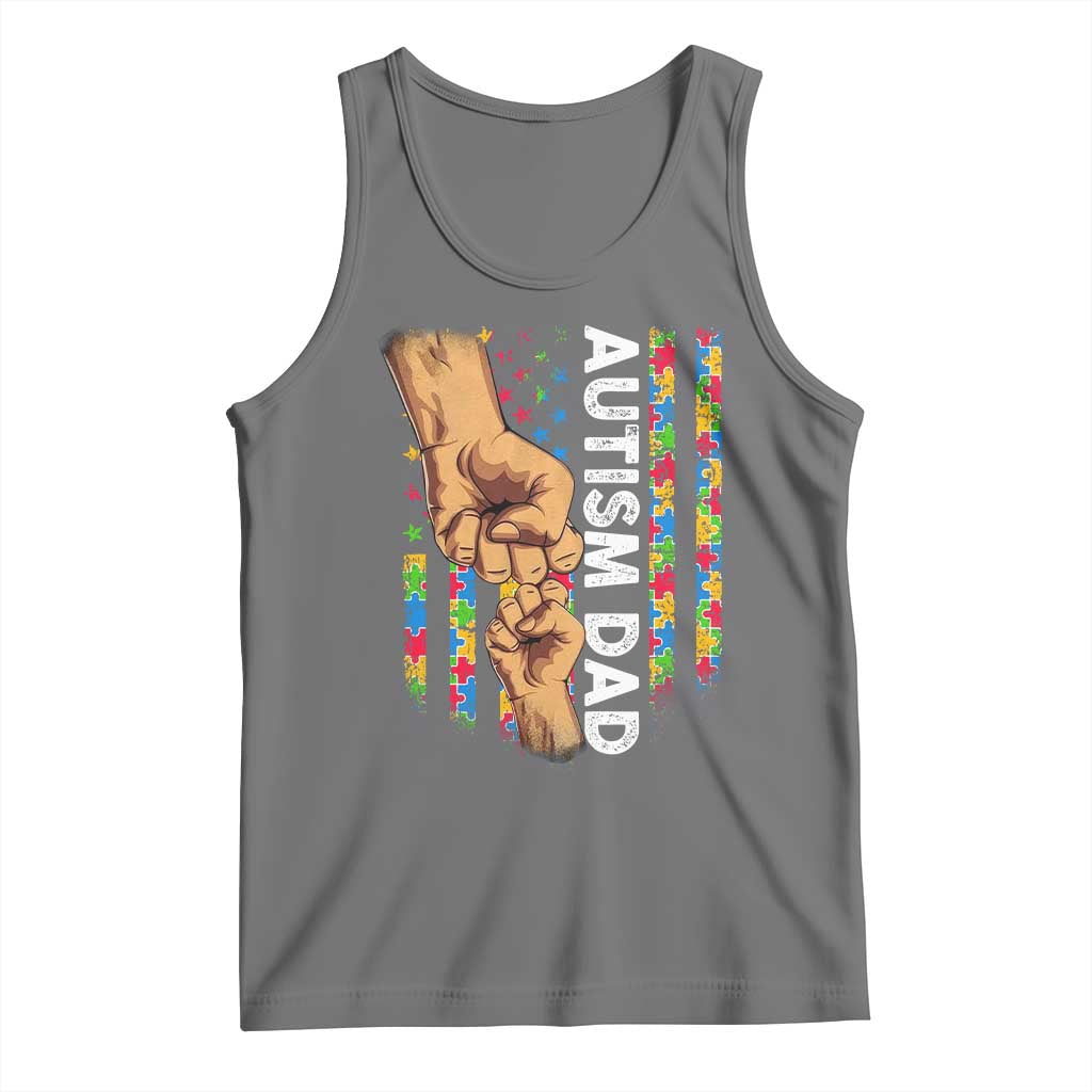 Autism Dad Awareness American Flag Fist Bump Tank Top TS11 Black Heather Print Your Wear