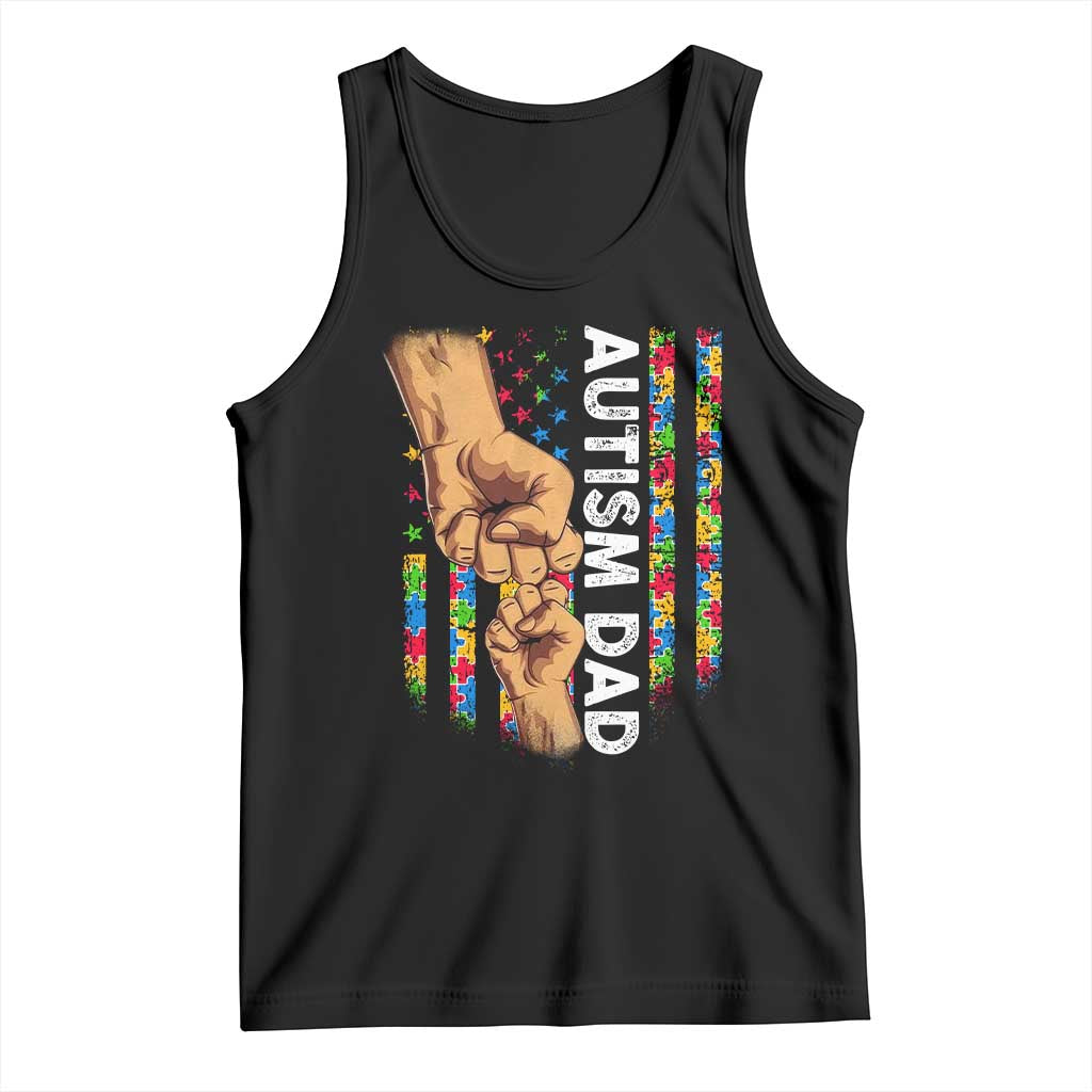 Autism Dad Awareness American Flag Fist Bump Tank Top TS11 Black Print Your Wear