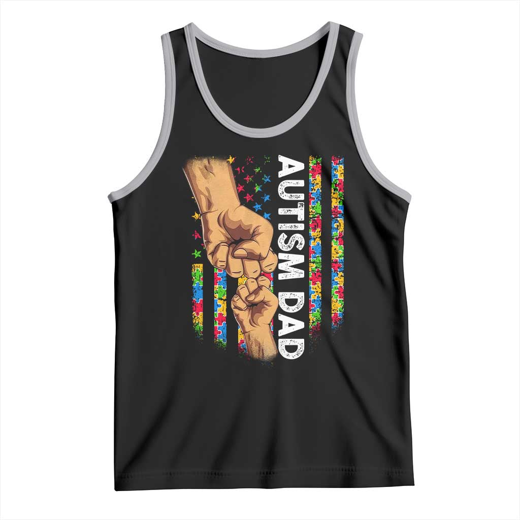 Autism Dad Awareness American Flag Fist Bump Tank Top TS11 Black Athletic Heather Print Your Wear