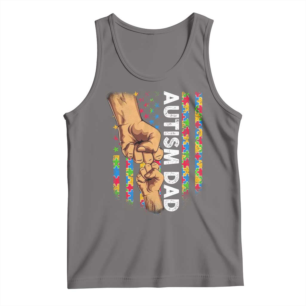 Autism Dad Awareness American Flag Fist Bump Tank Top TS11 Deep Heather Print Your Wear