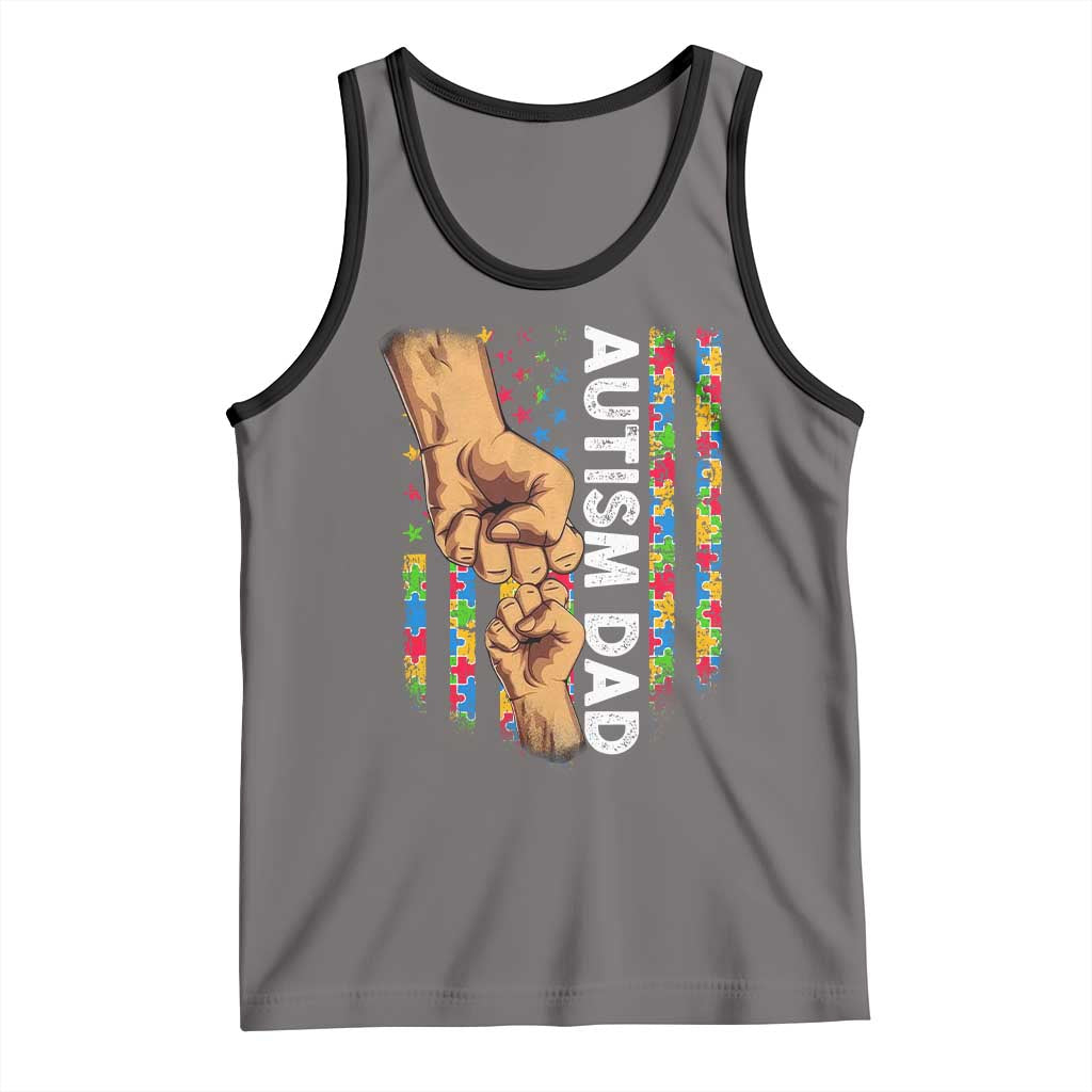 Autism Dad Awareness American Flag Fist Bump Tank Top TS11 Deep Heather Black Print Your Wear