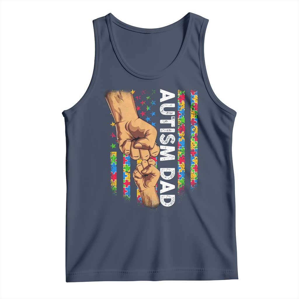 Autism Dad Awareness American Flag Fist Bump Tank Top TS11 Navy Print Your Wear