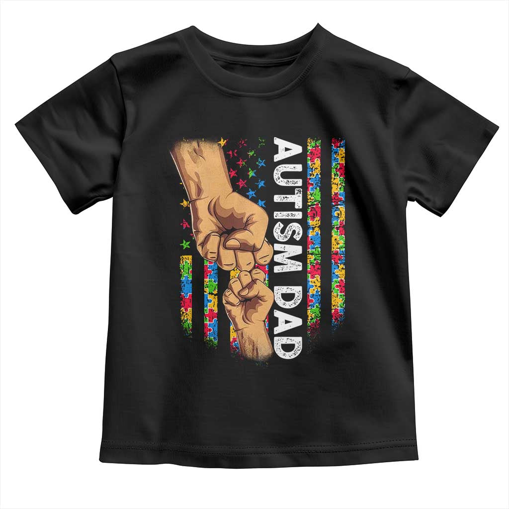 Autism Dad Awareness American Flag Fist Bump Toddler T Shirt TS11 Black Print Your Wear