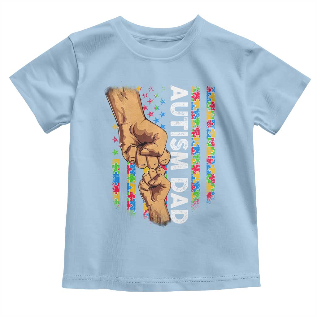 Autism Dad Awareness American Flag Fist Bump Toddler T Shirt TS11 Light Blue Print Your Wear