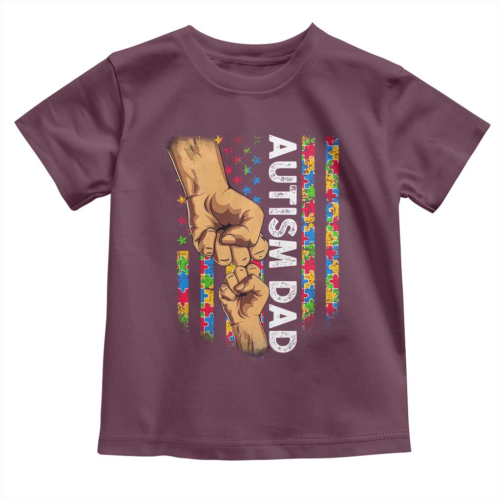 Autism Dad Awareness American Flag Fist Bump Toddler T Shirt TS11 Maroon Print Your Wear