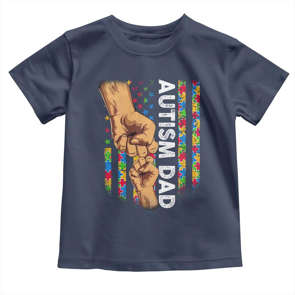 Autism Dad Awareness American Flag Fist Bump Toddler T Shirt TS11 Navy Print Your Wear